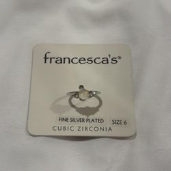 Francescas Silver Plated Cubic Zirconia Opal Ring Size 6