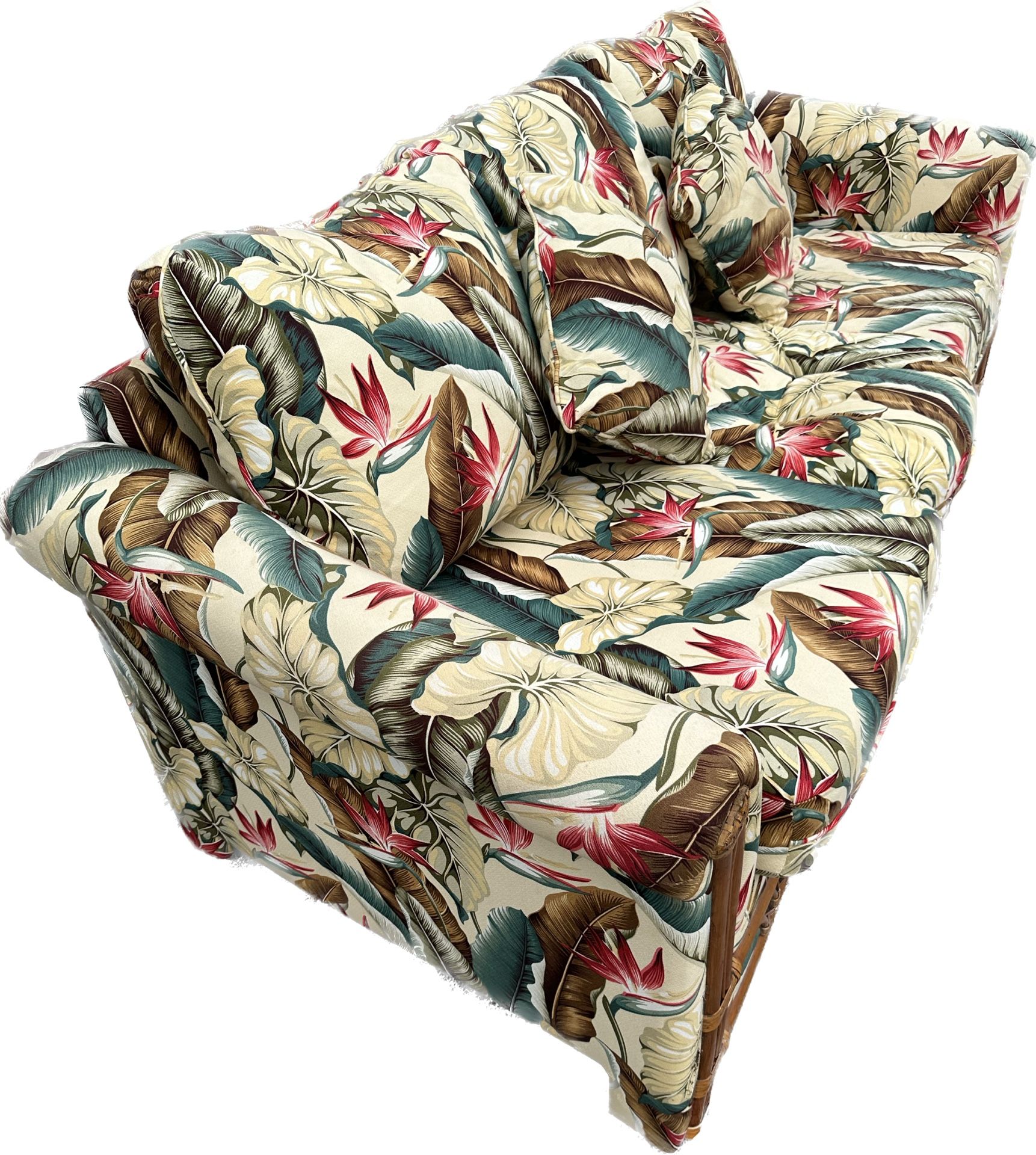 Rattan queen sleeper sofa & coffee table 