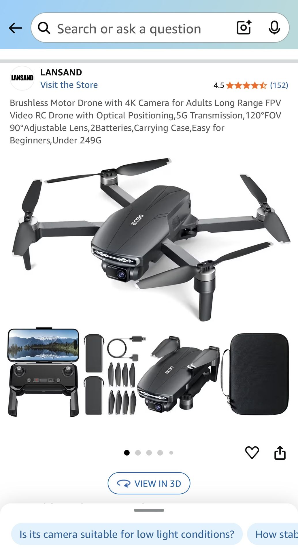 Brushless Motor Drone with 4K Camera for Adults Long Range FPV Video RC Drone with Optical Positioning,5G Transmission, 120°FOV 90°Adjustable Lens, 2B