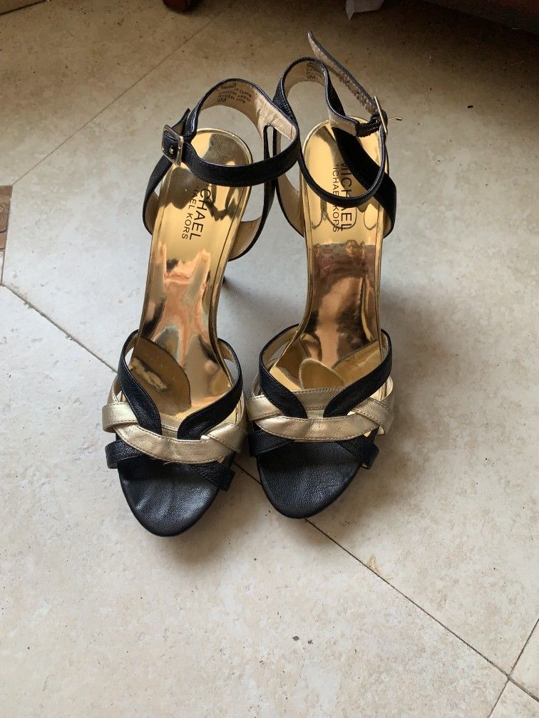 Michael Kors Black With Gold Women's Heels Size 8