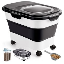 ANVS 20Lbs Dog Food Storage Container Collapsible Dog Food Container with Airtight Lids,Wheels, Scoop and 2.5L Small Pet Food Storage Container Dry Fo