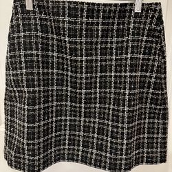 Black, White & Gold Plaid Mini Skirt 