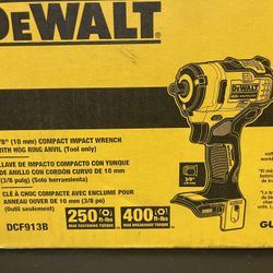 DEWALT  BRUSHLESS 20 V 3/8  COMPACT  IMPACT WRENCH  (( DCF913B ))  Tool Only 