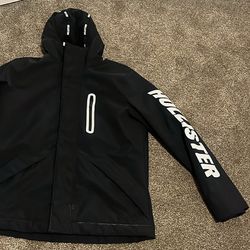 Hollister Men's Black Hooded Jacket M Recycled Fill Zip Closure