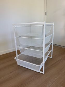 ikea jonaxel white frame + 4 mesh baskets