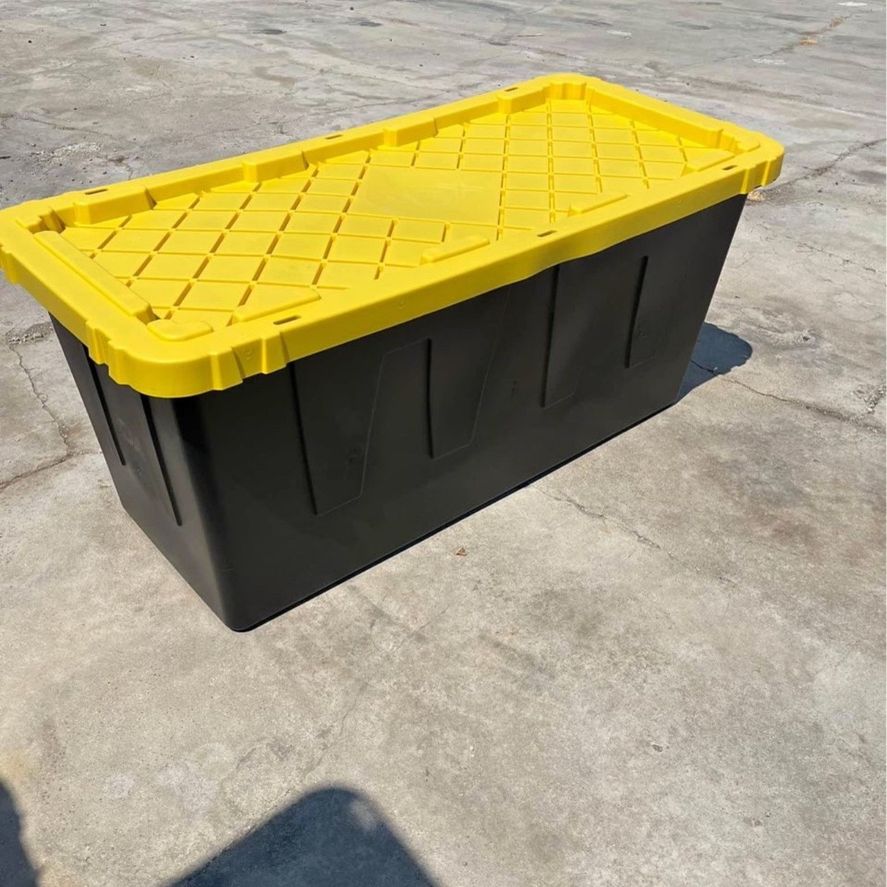 HDX 57 Gal. Tough Storage Tote in Black Yellow Lid - Heavy Duty