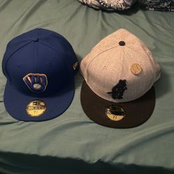 2 MLB Pro Fitted 73/8 Hats 