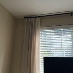 Beige Curtains And Rod