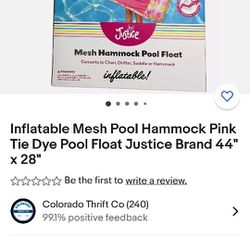 Justice Inflatable Pool Hammock 