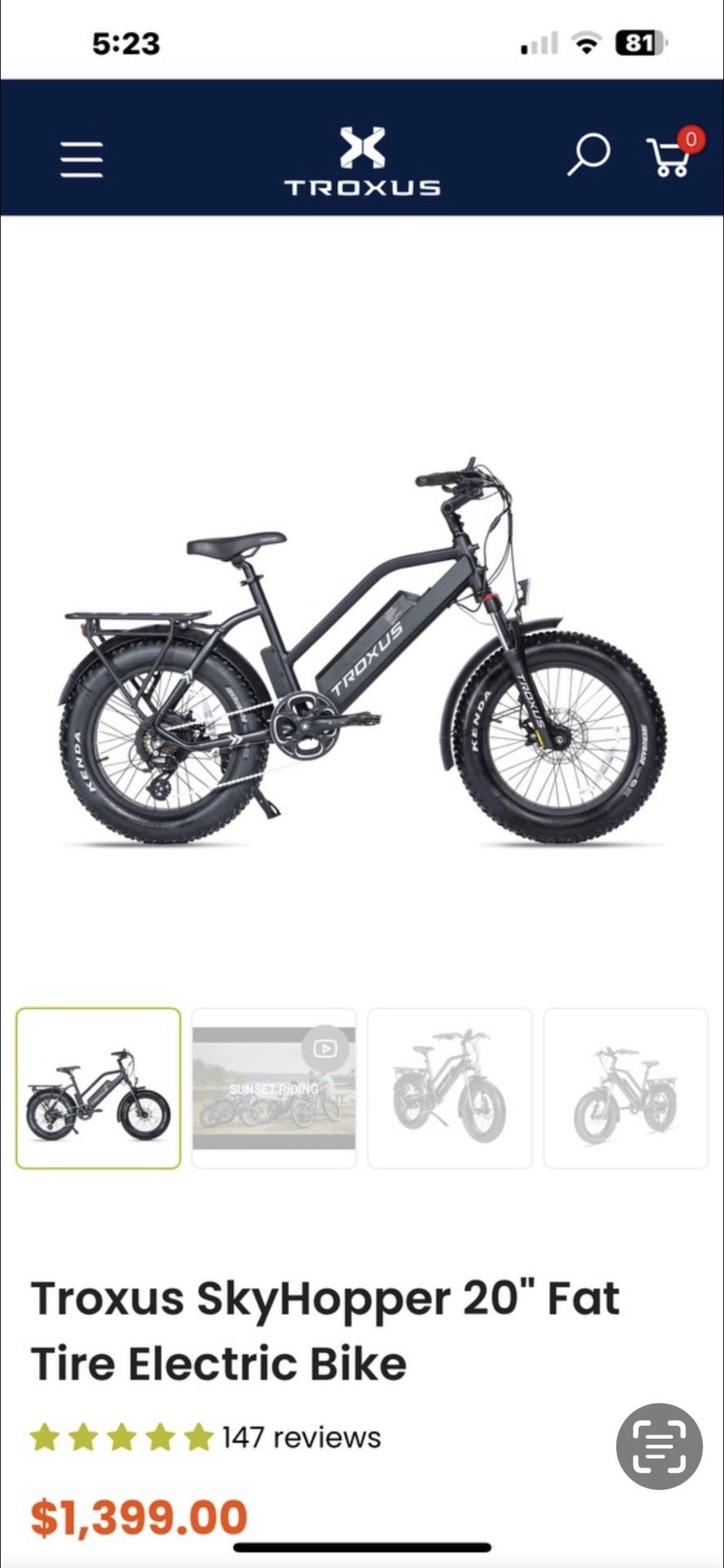 Electric Bike Trocas Sky hopper 20” Fat Tire