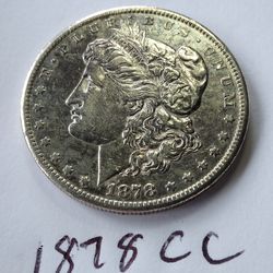 1878 CC AU++ MORGAN SILVER DOLLAR PINGCOIN TESTED AUTHENTIC