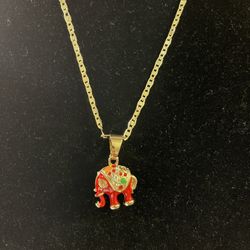 14k Brazilian Gold Plated Laminated Elephant  Indian Pendant Chain
