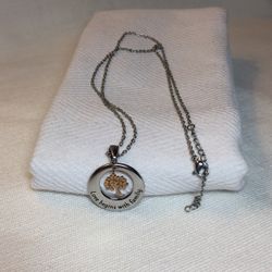 “Love Begins With Family “ Two Toned Stainless Steel Pendant Necklace 