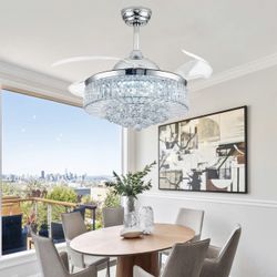 42 Inch Chandelier Ceiling Fan, Fandelier Ceiling Fan with Light Crystal Ceiling Fan, Fandelier for Bedroom, Living Room