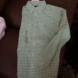 Ralph Lauren Boys 10/12 Brand New Long Sleeve Shirts And Khaki Pants