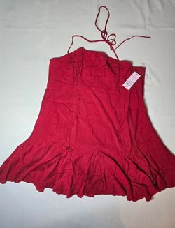 Wild Fable Red Halter Mini Dress Flowy Ruffle Hem Party Dress