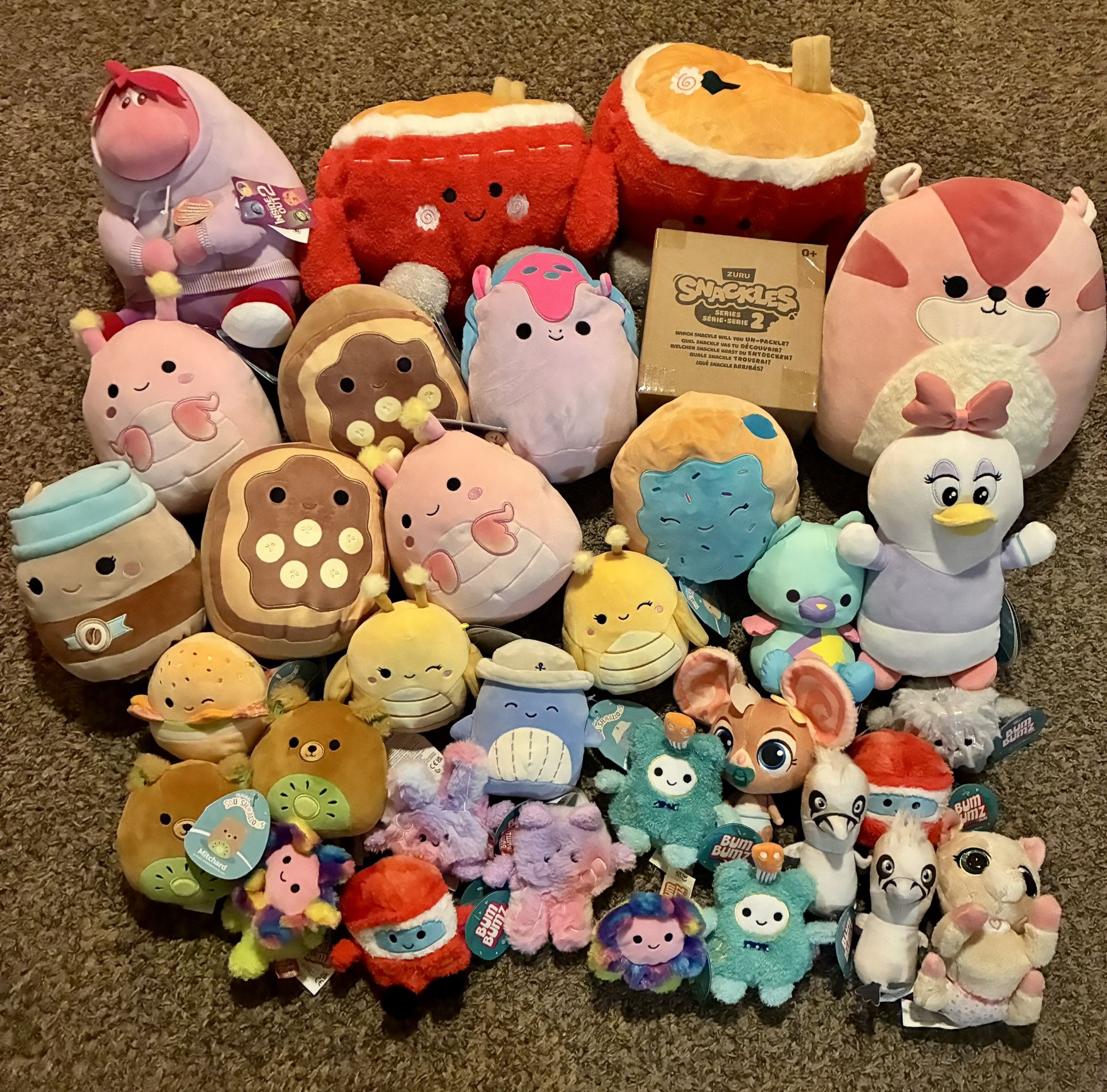 NWT Squishmallows Bum Bumz Disney Snackles Lot Of 31