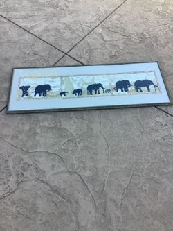Elephent Art Framed By Mario Von Phuh 1994 53.5x19.5x1in