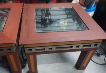 Wood End Tables With Glass (Qty. 2)