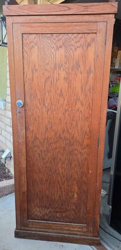 Antique/Vintage Wood Cabinet/Pantry/Cupboard, 72.5” Tall w 3 shelves & 3 drawers