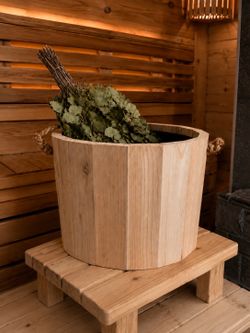 Handmade Cedar Sauna Bucket / Venik Soaking Bucket/Rustic Nordic