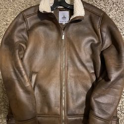 Nubuck Sherpa Lined Aviator Leather Jacket