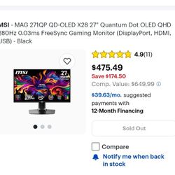 27 INCH OLED 280HZ WITH BRAND NEW MOUNT 