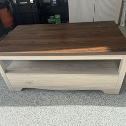 Farmhouse Coffee Table Wood Oak Brown with Curved Base