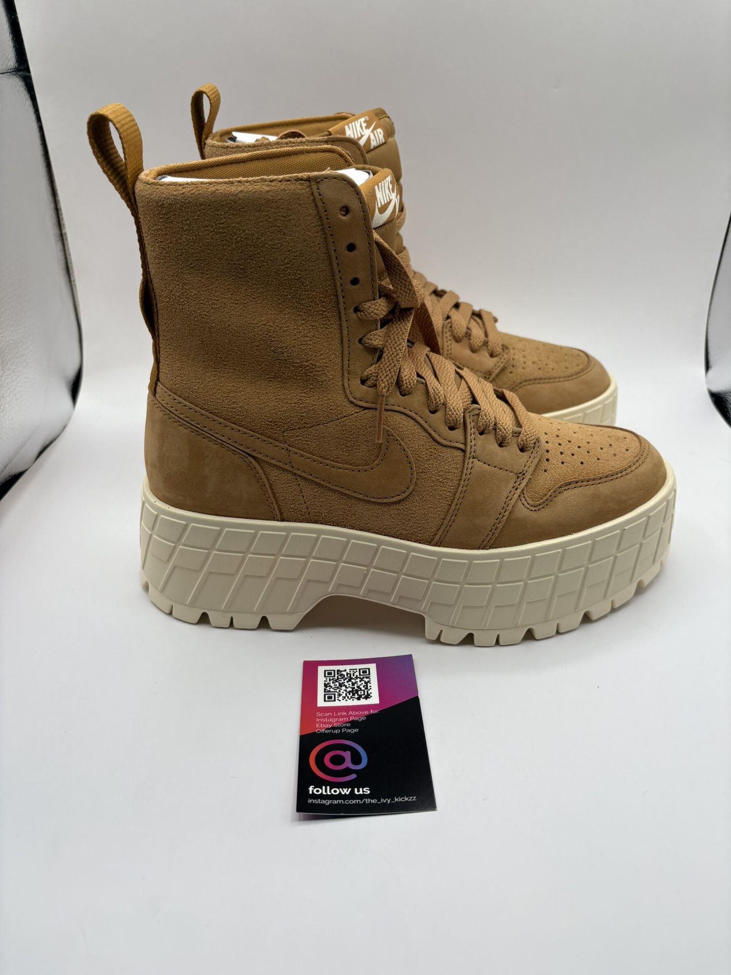 New Womens Size 7.5 / Mens 6 Nike Air Jordan 1 Brooklyn Boots Wheat