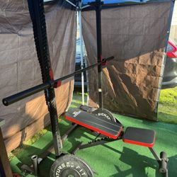 Bench Press Bar Bell Set With Weights Plus Attachment