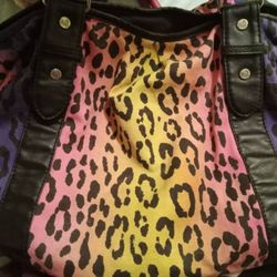 Multicolor Leapord Print Purse And Tote Bag