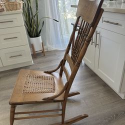 Rocking Chair with Cane seat ( Carved wood) H40/ Seat H 16 $25