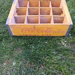 vintage 1960's Coca-Cola wooden 12 family size bottles box 