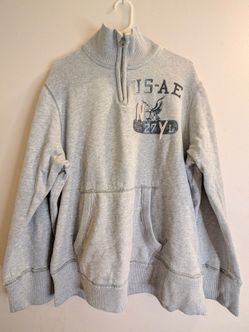 American Eagle Outfitters Gray Graphic Fleece 1/4 Zip Pockets Sweatshirt XL