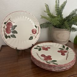 6 Vintage Cottagecore Cottage Summer Spring Hand Painted Cherries Cherry Plates