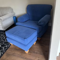 Blue Fabric Chair / Ottoman 