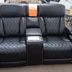 Black Leather Sofa & Loveseat