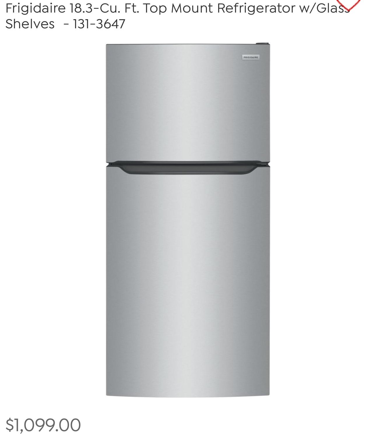 Frigidaire 18.3 Cu. Ft. Top Freezer Refrigerator