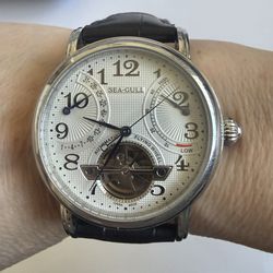 Sea-Gull M172S Automatic Watch Open Heart Retrograde Date Power Reserve Sapphire
