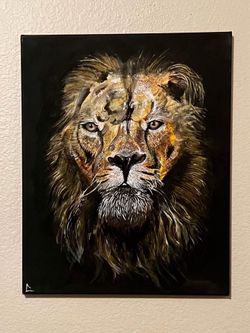 “The Kings Gaze” Lion painting 