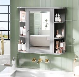 Wall-Mounted Bathroom Mirror Cabinet with Shelves -x-o-s HN