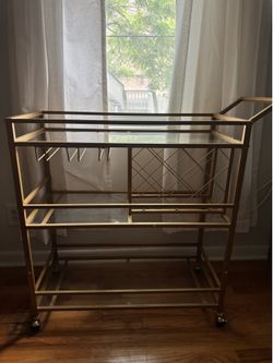 Gold & Glass Bar Cart – Like New – $175