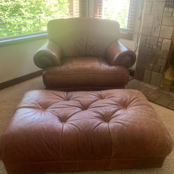 Leather Chair & Ottoman 