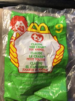 1999 Mcdonalds Happy Meal Ty Teenie Beanie # 9 Claude the Crab - Sealed Toy