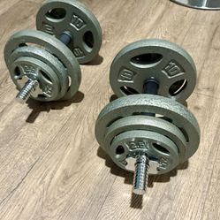 Set Of Standard Adjustable Dumbbells CAP Olive 10s 5s And 2.5s  [total:  80 lbs]