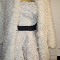 Party Dress, Holiday,cocktail & Furry Coat Off White