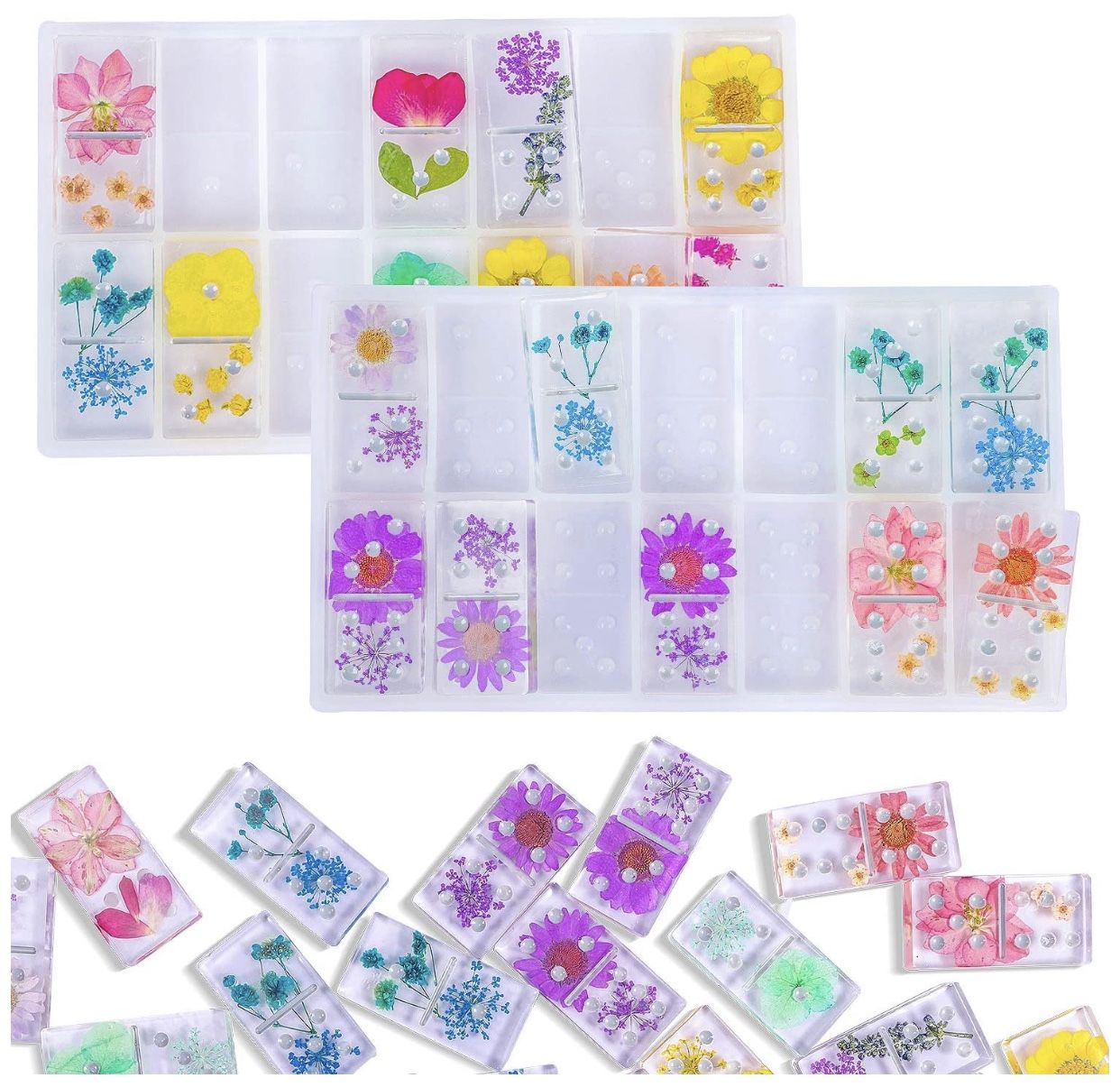 Silicone Resin Molds Domino, Domino Double Six Epoxy Resin Casting Game Mold, DIY Silicone Molds for Personalized Dominoes-Upgraded 2021 Version