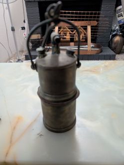 Vintage brass carbide mining lamp