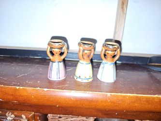 Ceramic Basket-Lady Figurines - Set of 3