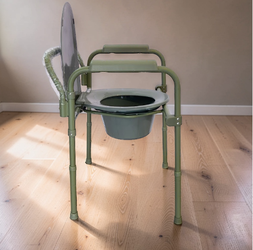 🎀 Gray Steel Folding Deep Seat Bedside Commode